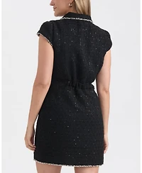 Ellen Tracy Women's Cap Sleeve Tweed Dress