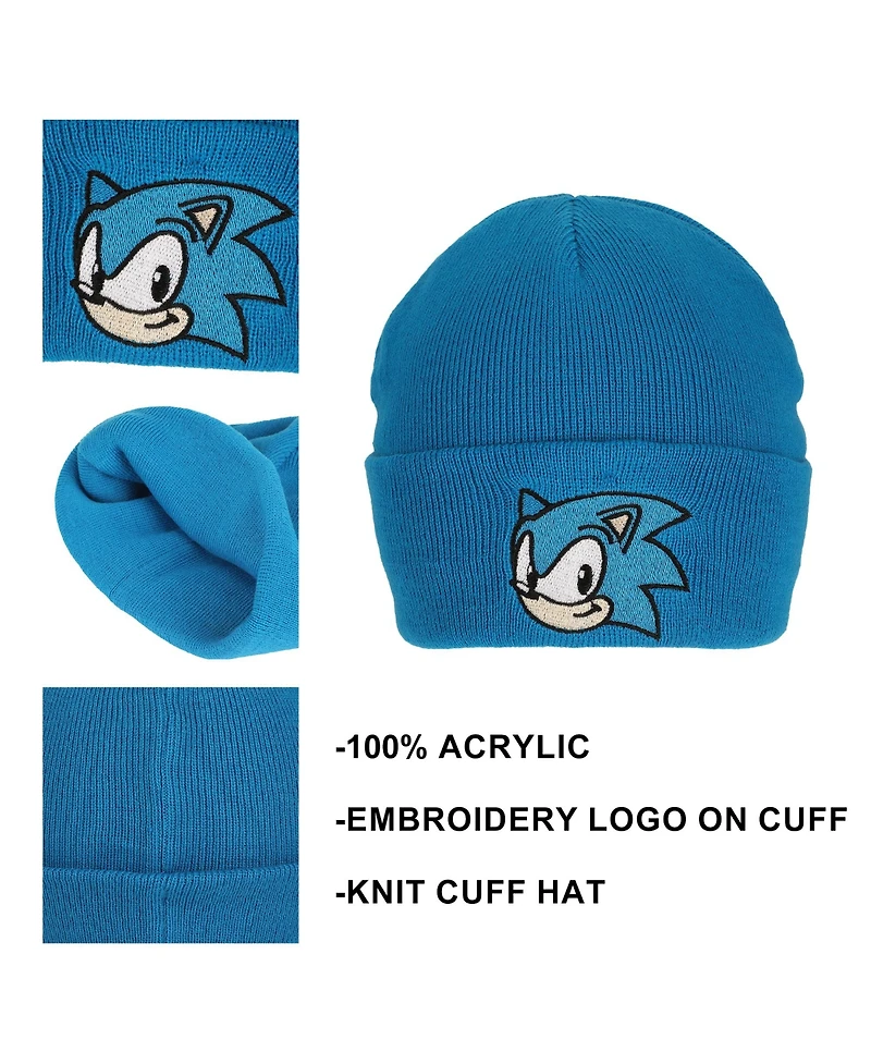 Sonic the Hedgehog Men's Chucky Text Embroidery Acrylic Knit Standard Cuff Beanie