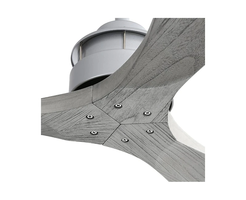 60-inch Modern Sliver 3-Blade Solid Wood Ceiling Fan Without Light With 6-Speed Remote Control and Forward Reverse Function For Indoor