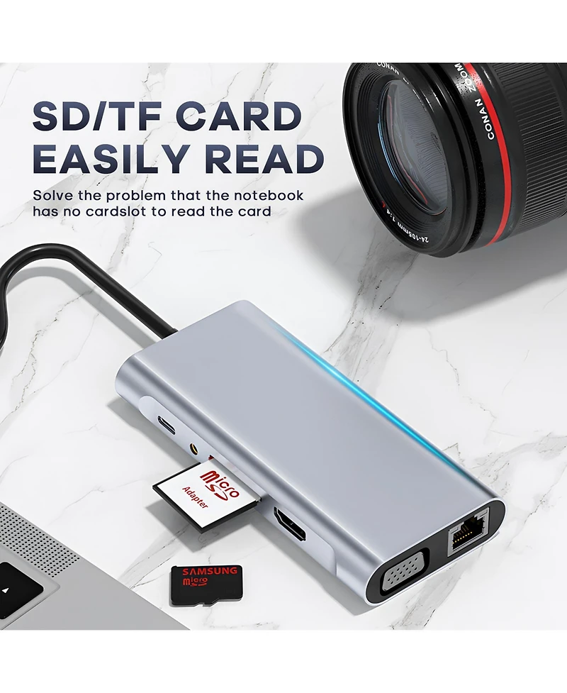 11-in-1 Usb-c Hub Multiport Adapter with 4K Hdmi, Vga, Pd & Ethernet