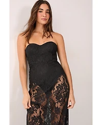 Nasty Gal Women's Lace Bandeau Sheer Maxi Dress