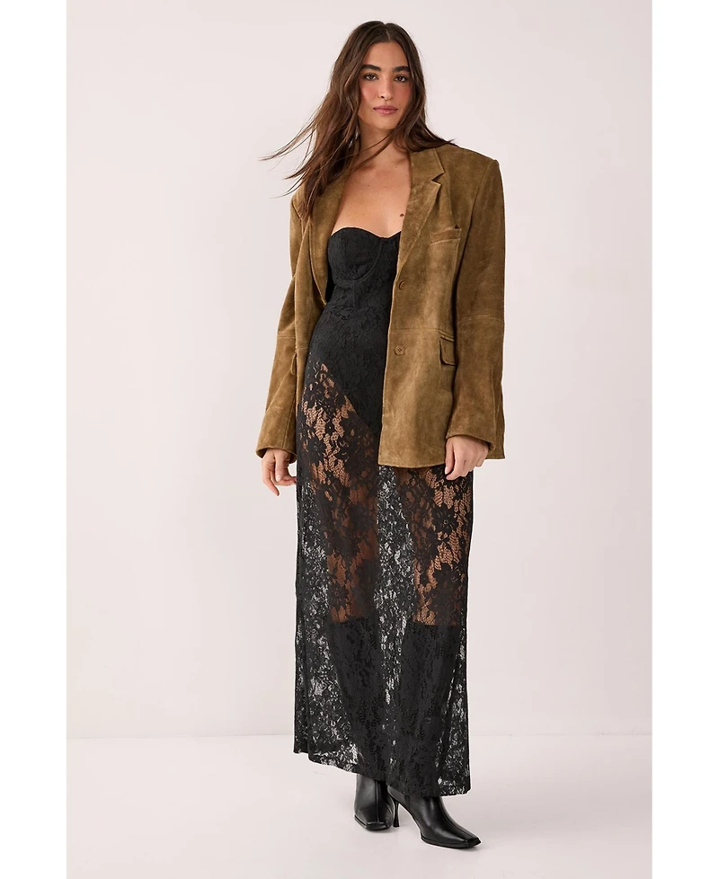 Nasty Gal Women's Lace Bandeau Sheer Maxi Dress