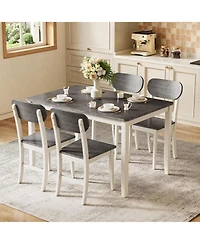 Tribesigns 5-Piece Solid Wood Dining Table Set for 4, Rectangle Farmhouse Wooden Kitchen Dinner Table with 4 Chairs
