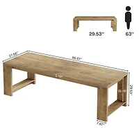 Tribesigns 86.61-Inch Dining Table for 6-8, Farmhouse Narrow Kitchen Table with Pedestal Base Only Table)