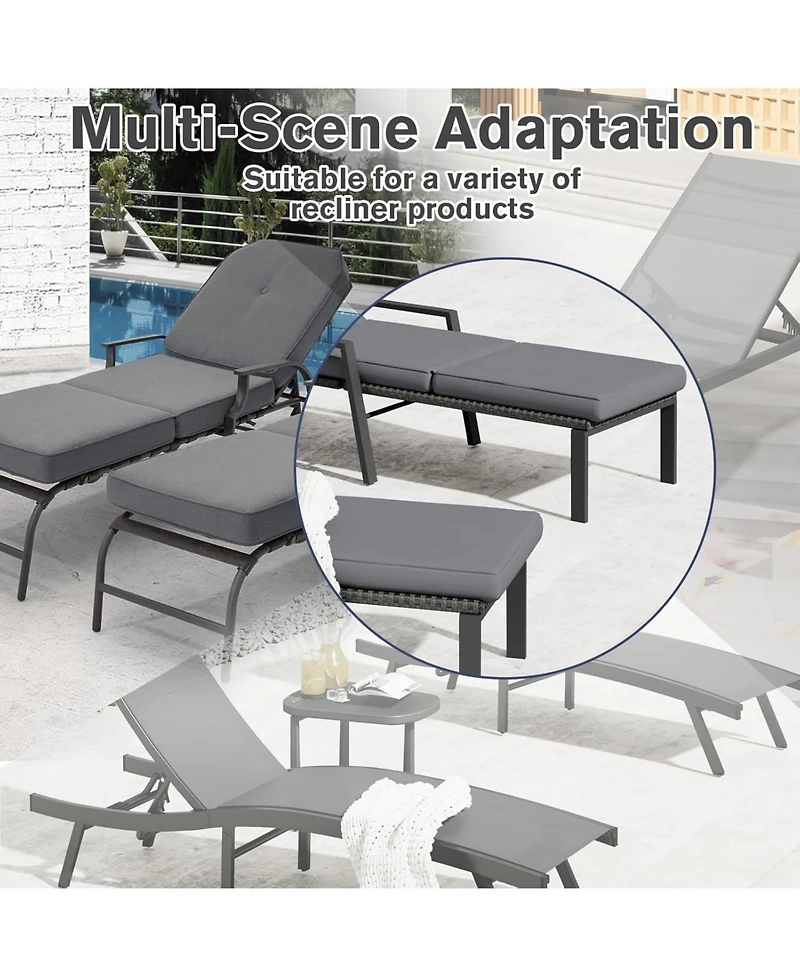 Aecojoy Chaise Lounge Cushions Outdoor Set of 2, 72x21x4 Inch Lounge Chair Cushion, Fade Resistant Patio Sun Lounger Replacement