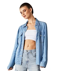 blue revival Women's Tencel Button-Down Shirt