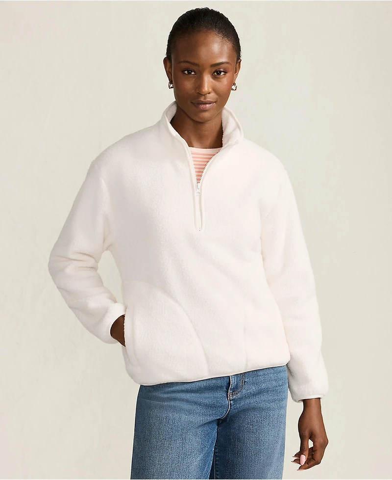 Lands' End Women's Half Zip Cozy High Pile Fleece Pullover