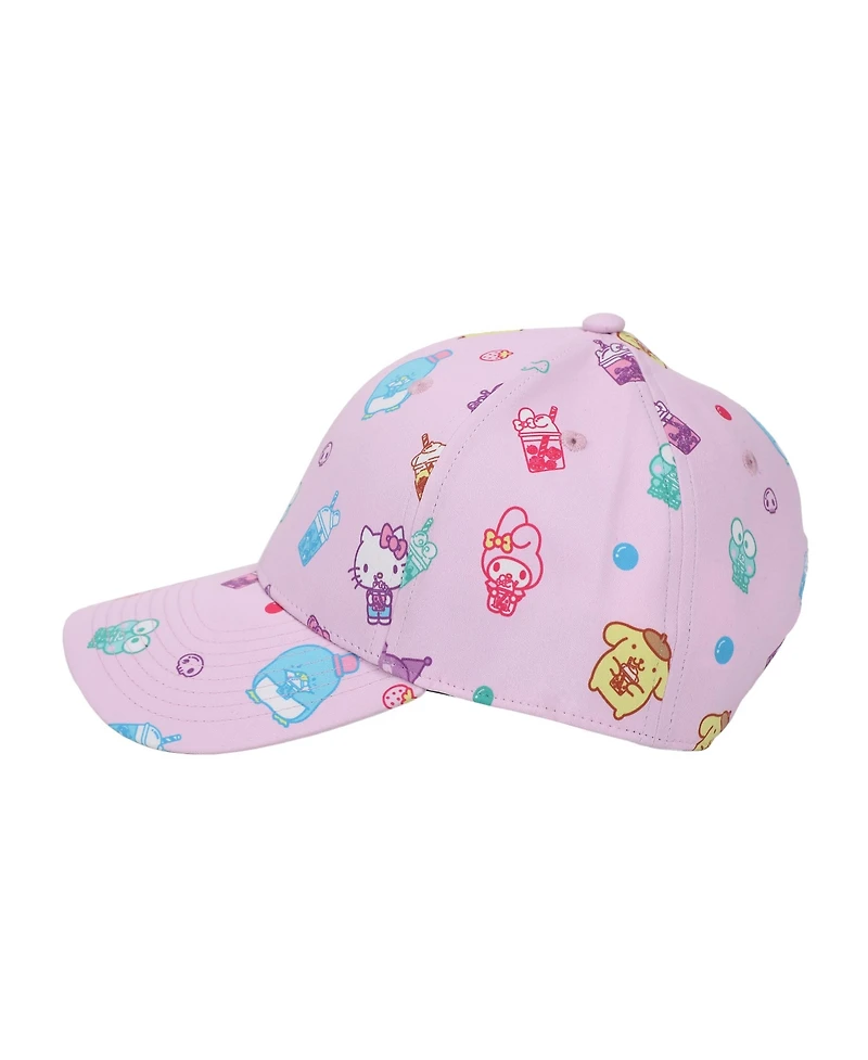 Hello Kitty And Friends Aop Drinks Sublimation On Poly B2 Structured Ball Cap Traditional Adjustable