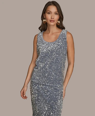 Donna Karan New York Women's Embellished Sequin Scoop Neck Camisole Top