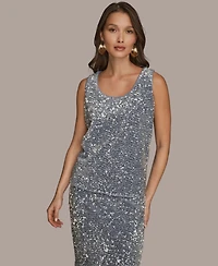 Donna Karan New York Women's Embellished Sequin Scoop Neck Camisole Top