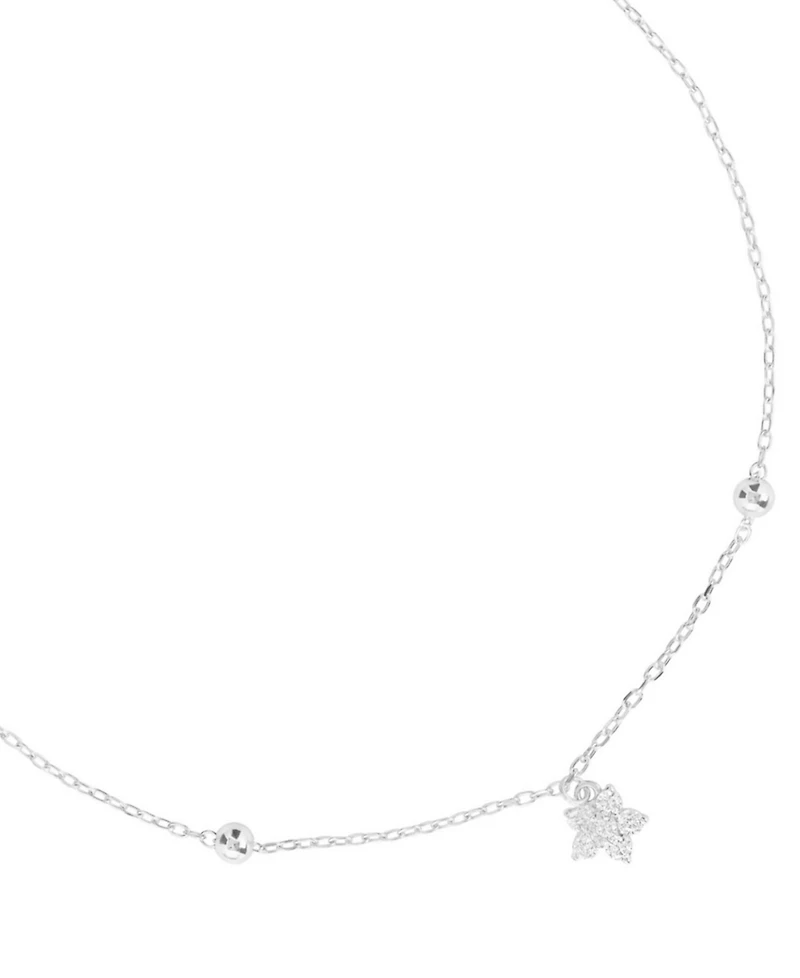 Macy's Cubic Zirconia Flower Beaded Anklet (0.14 ct. t.w.) in 14kK Gold Over Sterling Silver (also in Sterling Silver)