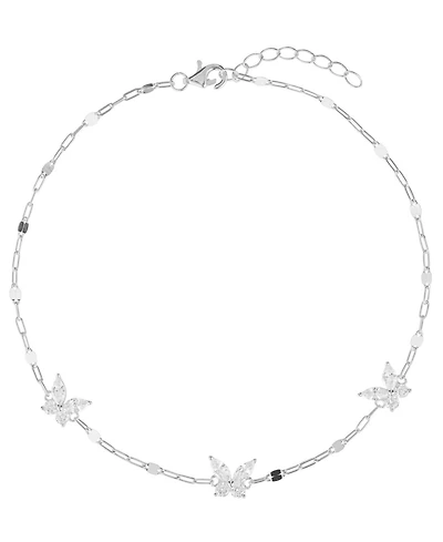 Macy's Cubic Zirconia Butterfly Anklet (1.20 ct. t.w.) in Sterling Silver (also in 14kK Gold over Sterling Silver)