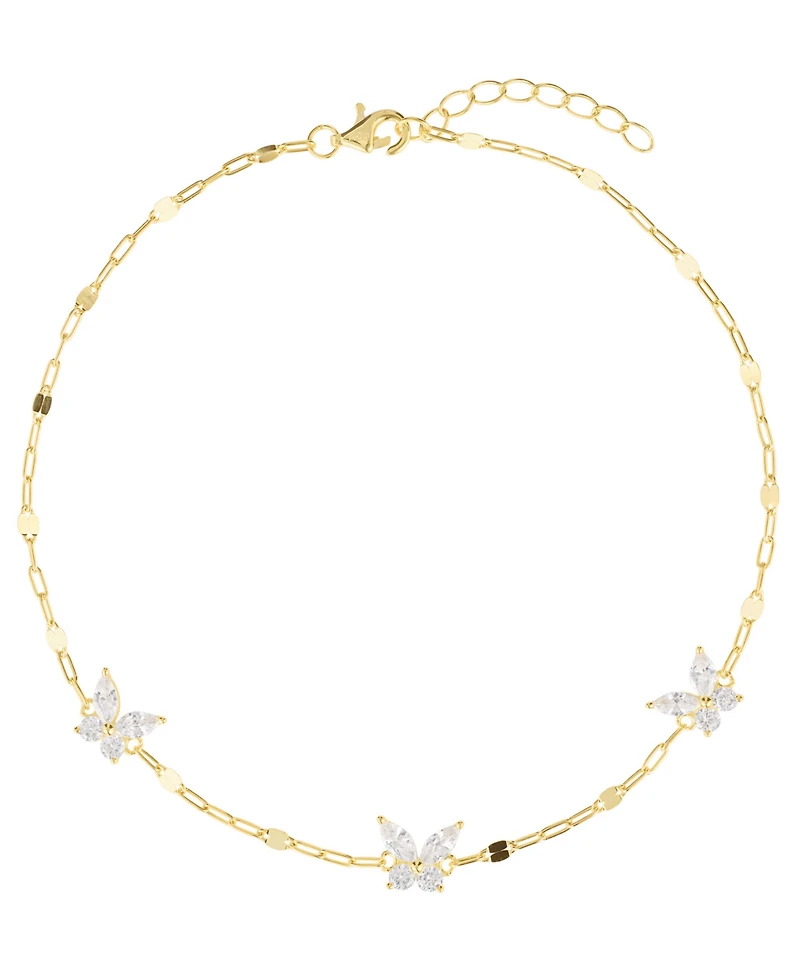 Macy's Cubic Zirconia Butterfly Anklet (1.20 ct. t.w.) Sterling Silver (also 14kK Gold over Silver)