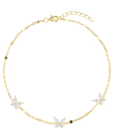 Macy's Cubic Zirconia Butterfly Anklet (1.20 ct. t.w.) Sterling Silver (also 14kK Gold over Silver)