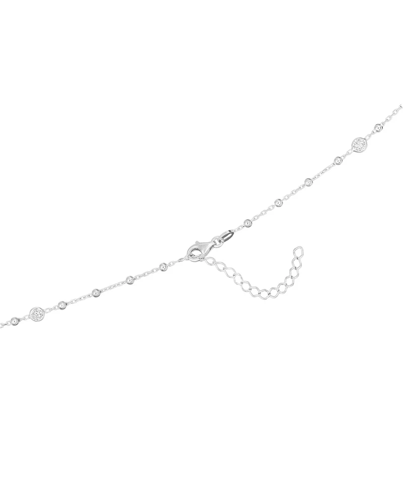 Macy's Cubic Zirconia Beaded Necklace (0.40 ct. t.w.) in Sterling Silver