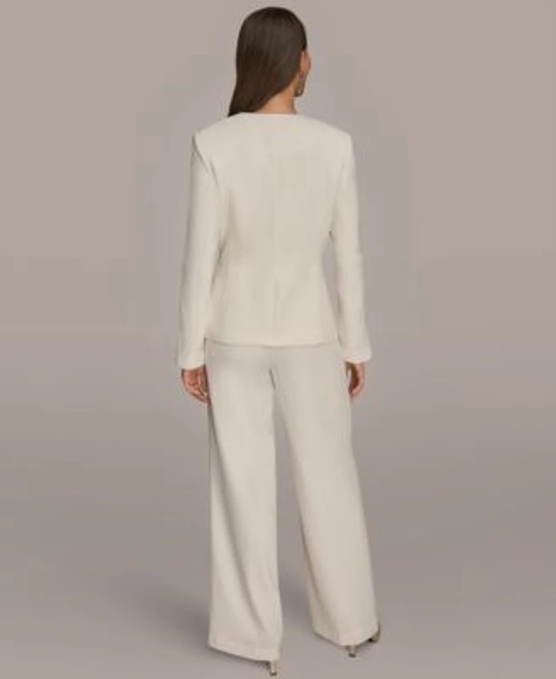 Donna Karen New York Womens Asymmetrical Blazer Wide Leg Pants