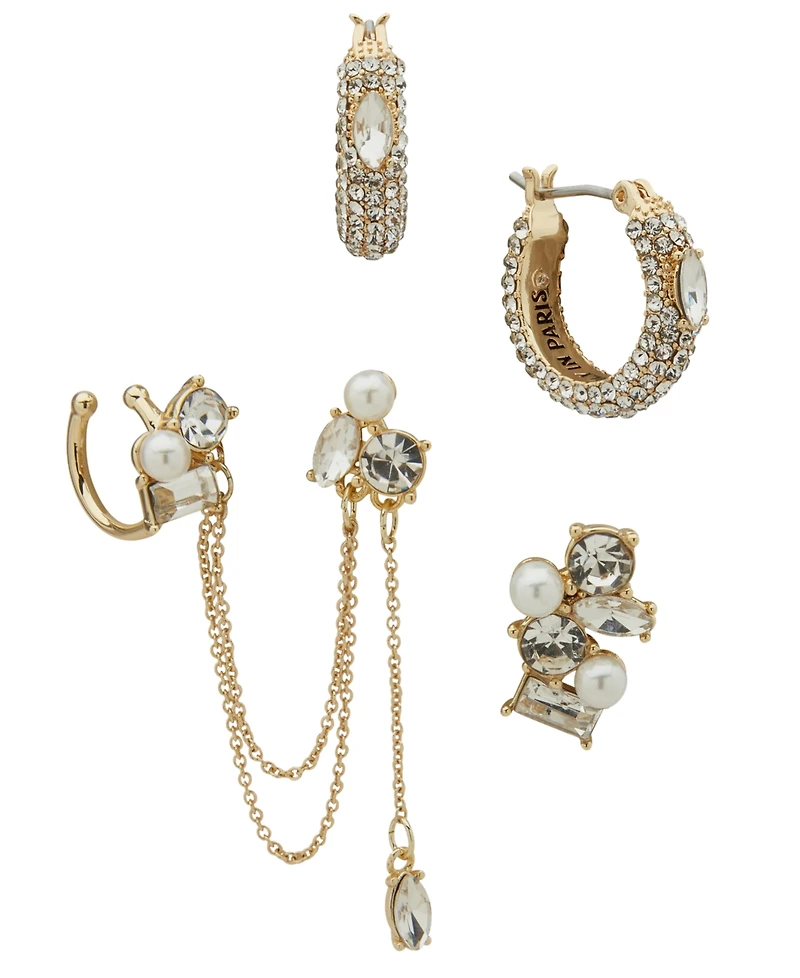 Emily in Paris 5-Pc. Glass Stone, Glass Pearl & Cubic Zirconia Gold-Tone Mismatch Earrings