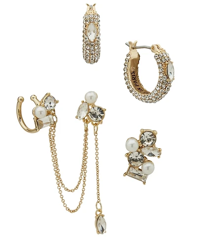Emily in Paris 5-Pc. Glass Stone, Glass Pearl & Cubic Zirconia Gold-Tone Mismatch Earrings