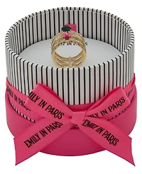 Emily in Paris Glass Stone & Cubic Zirconia Gold-Tone Pave Stackable Ring