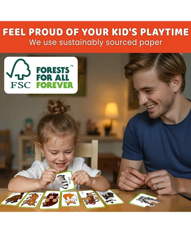 Quokka 16 Pairs of Wood Animals - Memory Matching Games for 2-4 Ages