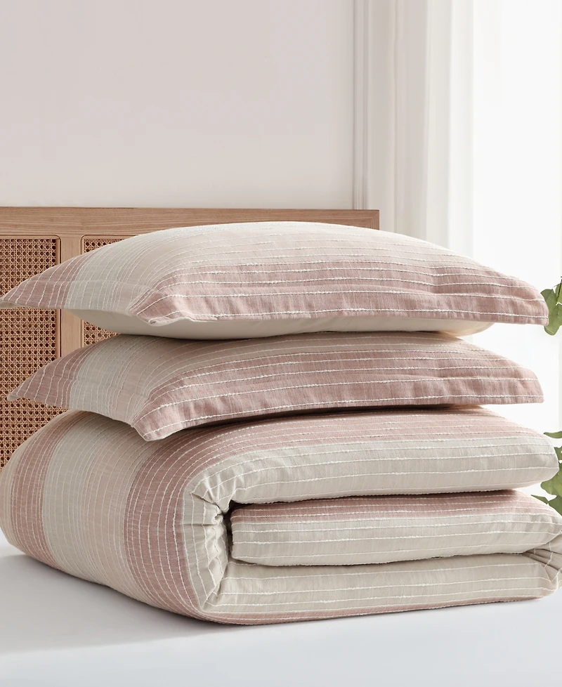 Levtex Sand Stripes Textured 3-Pc. Duvet Cover Set