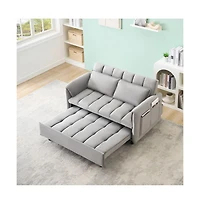 Maison Boucle 53" Pull-Out Sleeper Loveseat Sofa Bed, Convertible 3-in-1 Velvet Couch with Side Pockets & Back Support for Small Spaces-Maison Boucle