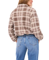 Vince Camuto Women's Collared Neck Cropped Bubble Jacket