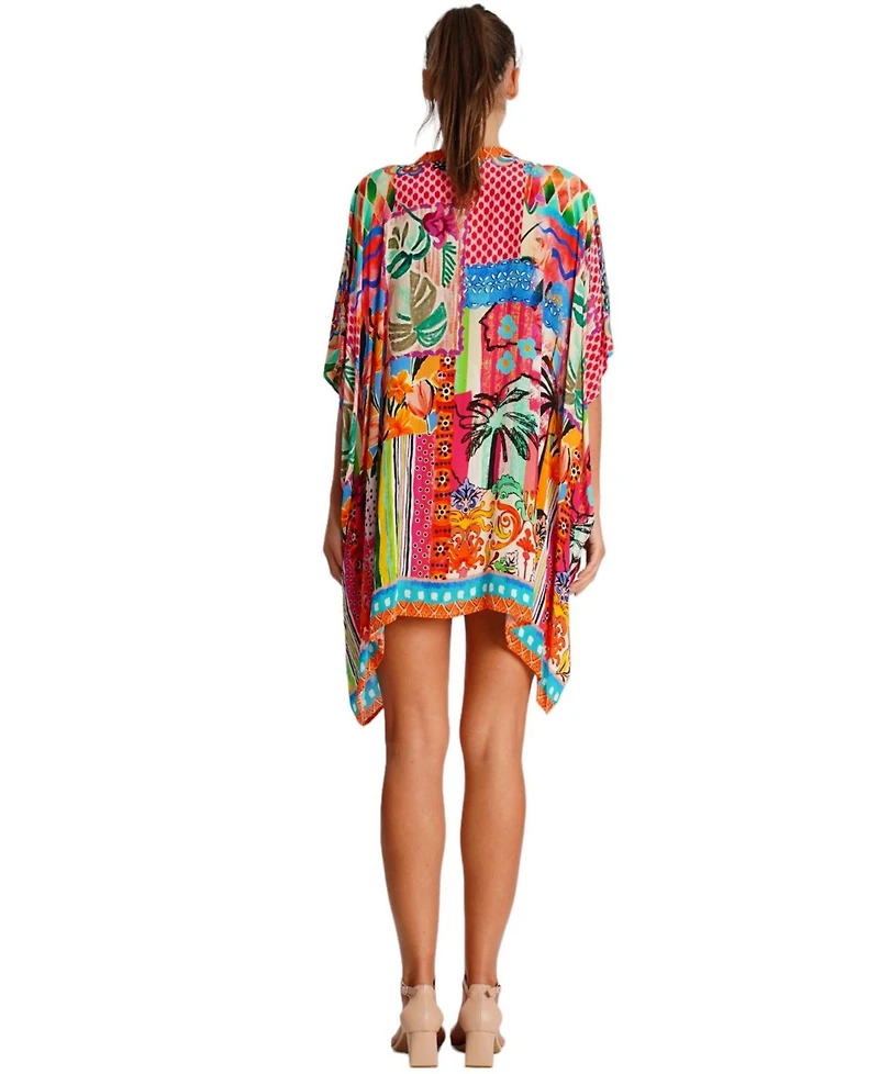La Moda Clothing Women's short sleeve mini kaftan dress