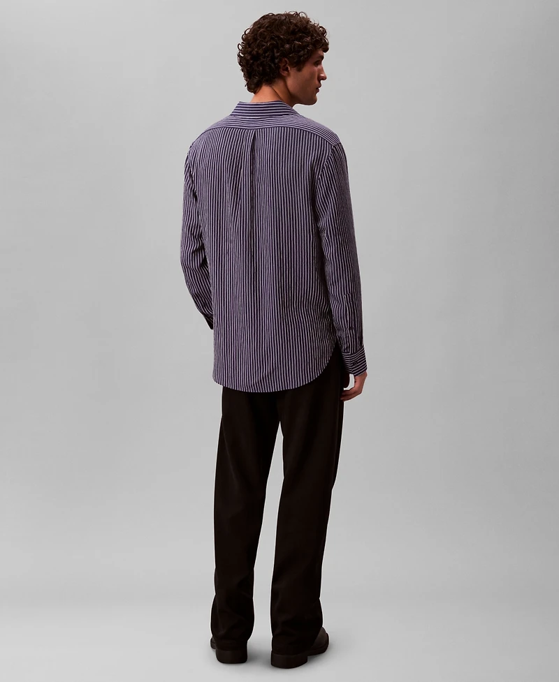 Calvin Klein Men's Thin Striped Long Sleeves Easy Shirt