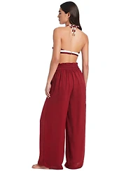 Red Carter Hammered Wide Leg Cover-Up Pants