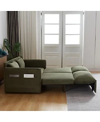 Maison Boucle 64.5 Inch 3-in-1 Corduroy Pull-Out Sleeper Sofa, Adjustable Loveseat Bed with Storage Pockets & 2 Pillows-Maison Boucle