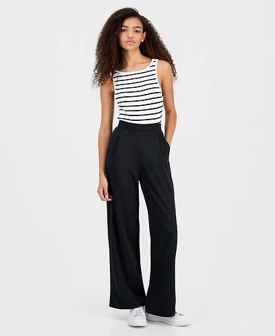 Derek Heart Juniors' High-Rise Pleated Wide-Leg Pants