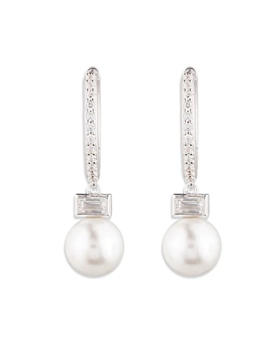 Lauren Ralph Lauren Cubic Zirconia & Imitation Pearl Sterling Silver Hoop Earrings