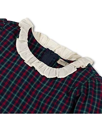 Hope & Henry Baby Girls 3/4 Sleeve Ruffle Trim Party Dress