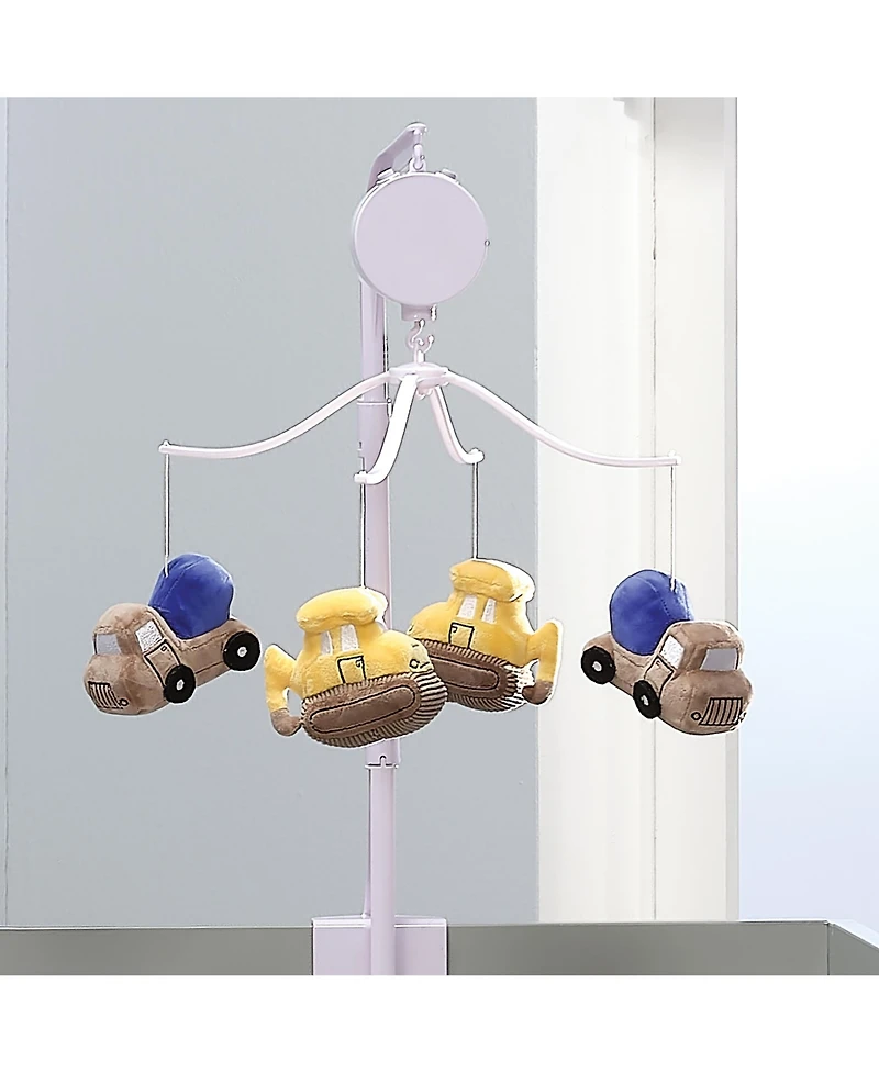 Bedtime Originals Construction Zone Musical Baby Crib Mobile Soother Toy- Trucks
