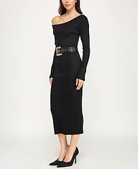 Rosie Harlow Juniors' Long Sleeve Belted Midi Dress