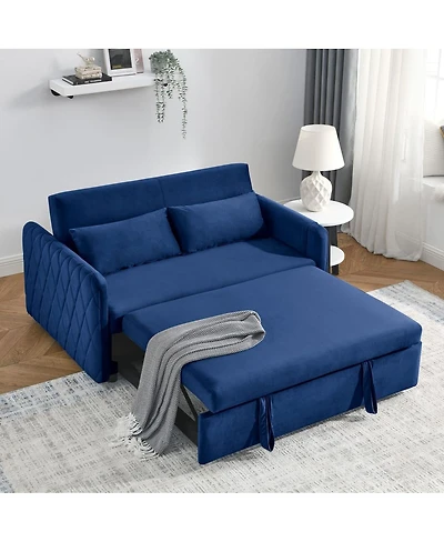 Maison Boucle 55" Velvet Sleeper Sofa with Pull-Out Bed, Reclining Backrest & Side Storage Pockets, Convertible Bed for Small Spaces-Maison Boucl
