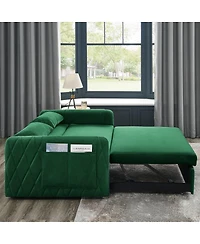 Maison Boucle 55" Velvet Sleeper Sofa with Pull-Out Bed, Reclining Backrest & Side Storage Pockets,Convertible Sofa Bed for Small Spaces-Maison B