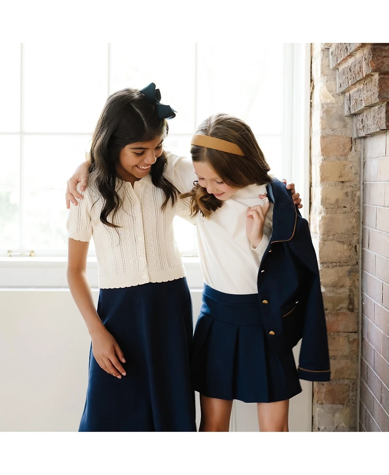 Hope & Henry Baby Girls Ponte Drop Waist Pleated Uniform Skort