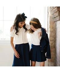 Hope & Henry Baby Girls Ponte Drop Waist Pleated Uniform Skort