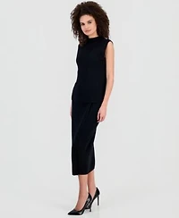 Anne Klein Womens Ribbed Knit Sleeveless Sweater Ribbed Knit Faux Wrap Midi Skirt