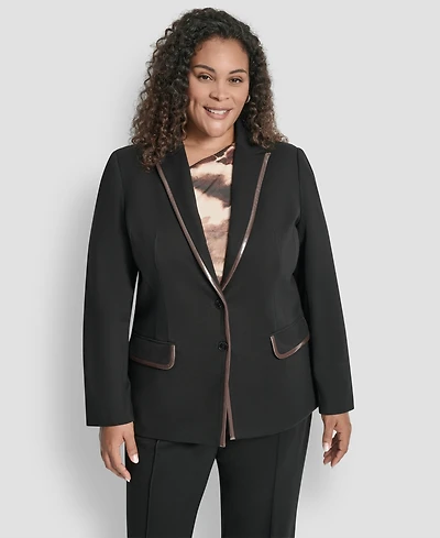 Dkny Plus Notch Collar Long Sleeve Jacket