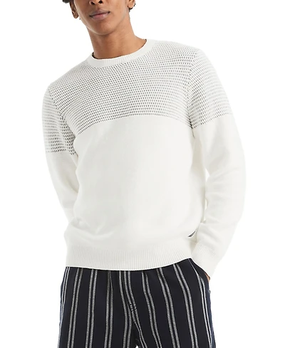 Nautica Men's Textured Colorblocked Crewneck Sweater