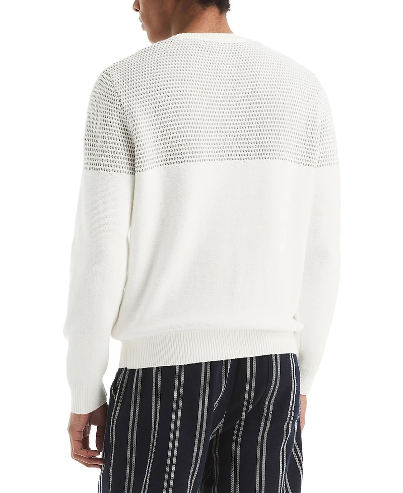 Nautica Men's Textured Colorblocked Crewneck Sweater