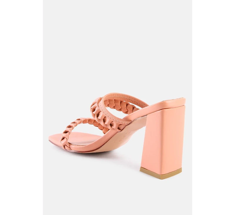 Womens Arnie Dual Braided Strap Block Heel Sandals
