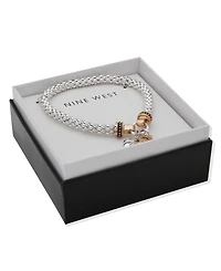 Nine West Pave Heart Lock & Key Stretch Bracelet