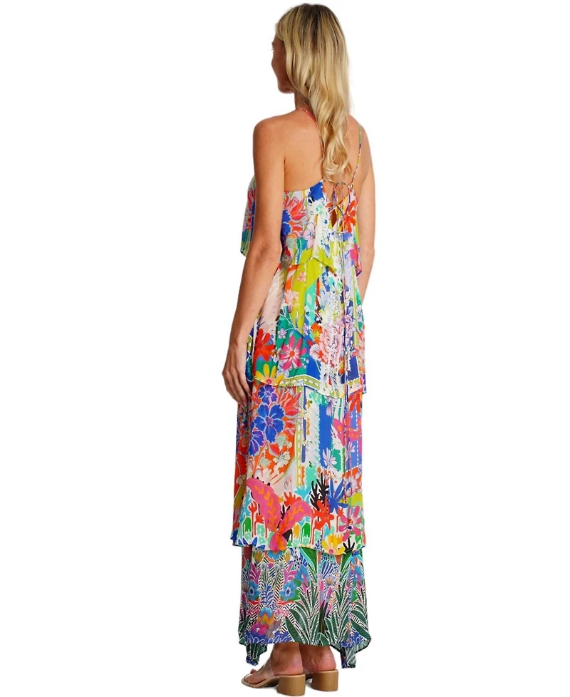 La Moda Clothing Women's Flowing Tiered Skirt Maxi Dress