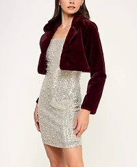 Bcx Juniors' Cropped Faux Fur Jacket