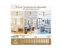 48-inch Modern Golden Downrod Indoor Walnut Wood 3-Blade Led Ceiling Fan Light with Remote Control Support Six Speed Ajustable