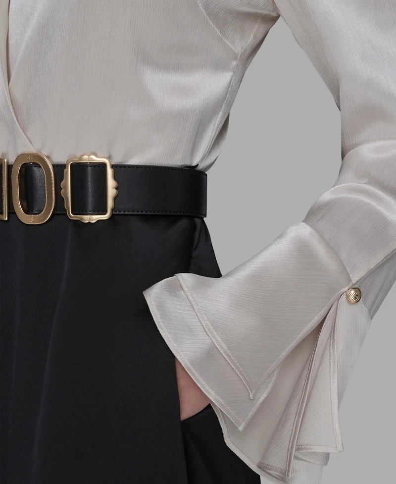 Karl Lagerfeld Paris Women's Two Tone Collared Shirt Dress